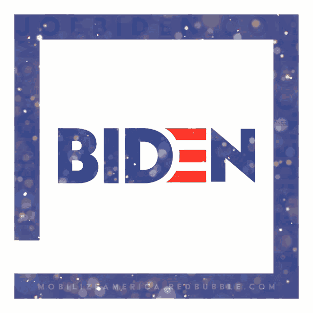 a biden logo is displayed on a blue background