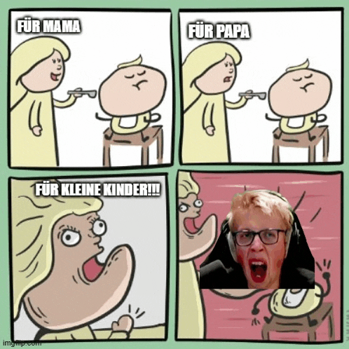 a cartoon of a woman feeding a baby with the words for mama and for papa