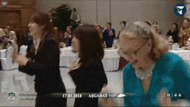 a group of women are dancing in front of a crowd and the date is 17.03.2018