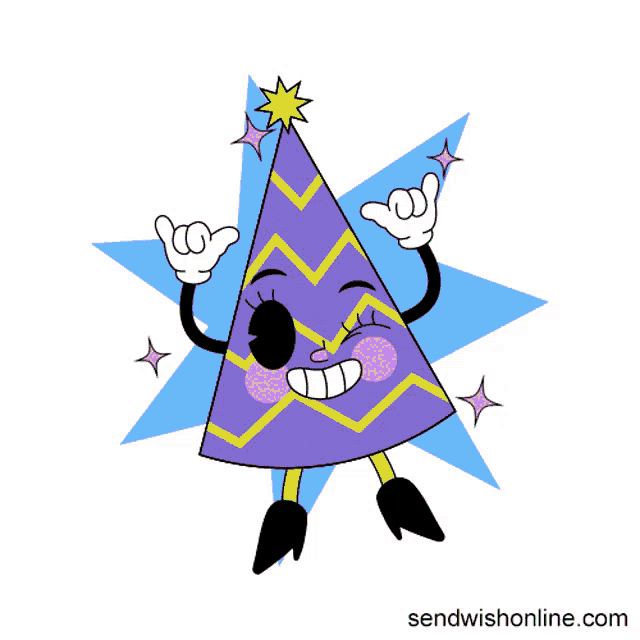 a cartoon of a party hat with arms and legs