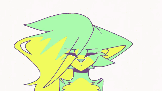 a cartoon drawing of a cat with green eyes