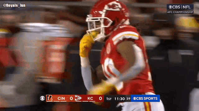 a cbs sports broadcast of a football game between the kansas city chiefs and cincinnati titans