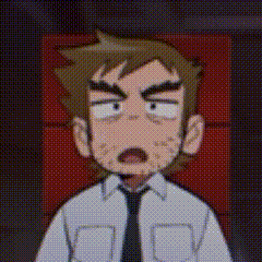 a cartoon of a man with his eyes closed in a white shirt and tie