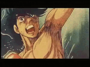 a drawing of a man with his mouth open in a boxing match