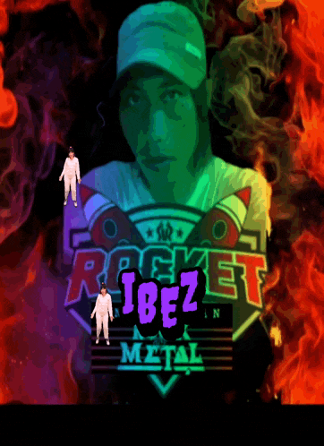 a poster for rocket metal shows a man in a white hat