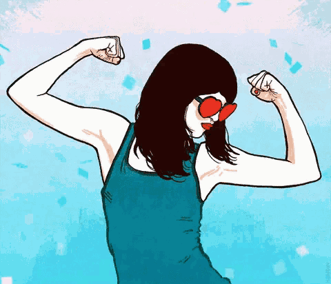 a drawing of a woman wearing red sunglasses