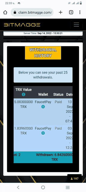 a phone screen shows a withdrawal history for trx