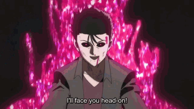 a man with a mask on his face is standing in front of a pink background .