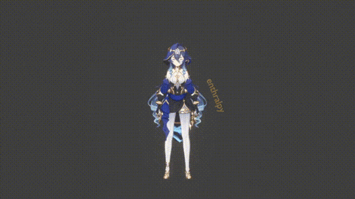 a girl in a blue dress is standing in front of a black background with the words " enduraip " written on it