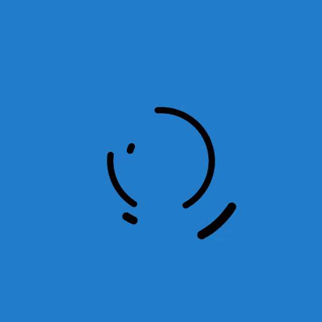 a blue background with a black circle in the middle of it