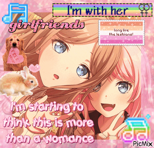 a picture of a girl with the words i 'm with her girlfriends