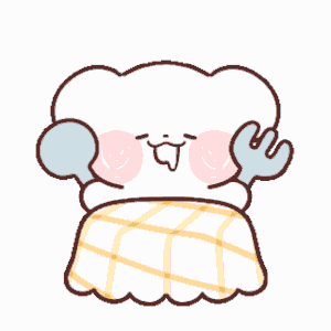 a cartoon drawing of a sheep laying in bed with a plaid blanket