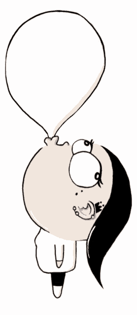 a cartoon drawing of a girl blowing a bubble