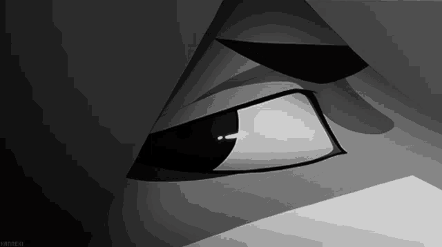 a black and white drawing of a person 's eye with a white spot in the middle