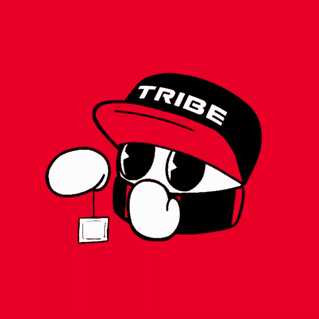 a cartoon character with a hat that says tribe on it