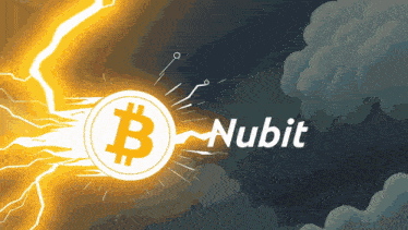 a nubit logo with a lightning bolt and a bitcoin