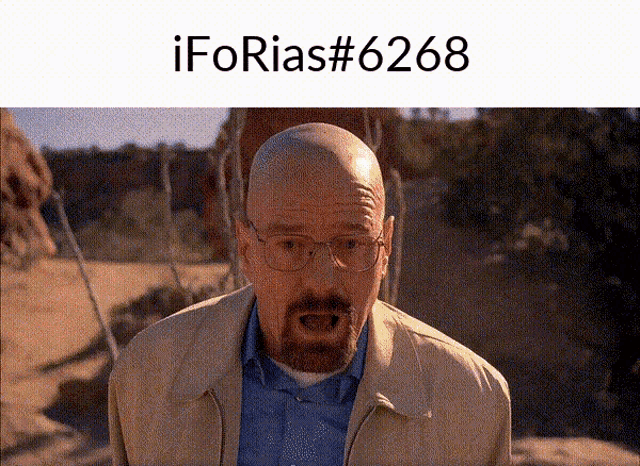 a picture of a bald man with glasses and the words iforias # 6268 on the top