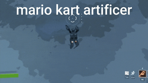 a screenshot of a video game with the words mario kart artificer above it