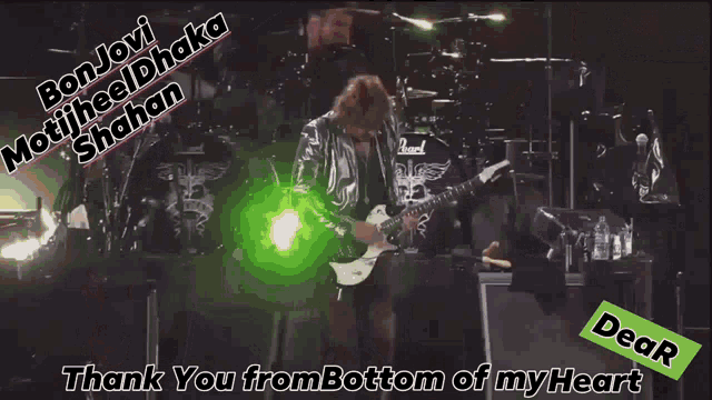 a video of a man playing a guitar with the words thank you from bottom of my heart