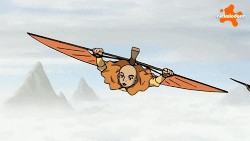 a cartoon character from nickelodeon is flying on a wing