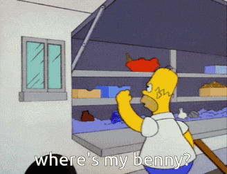 homer simpson asks where 's my benny in a kitchen