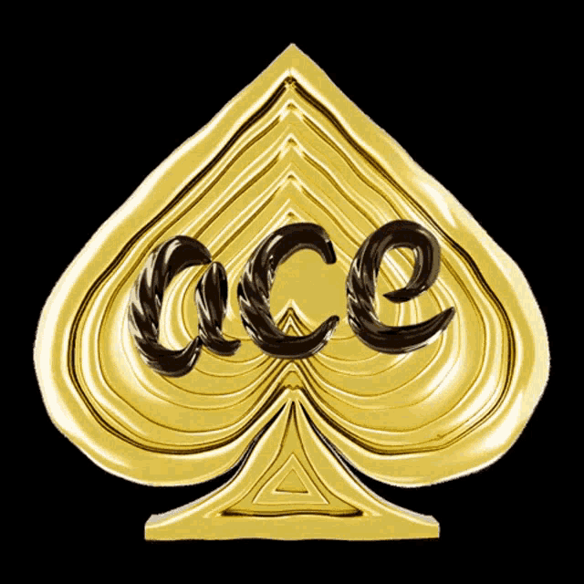 a gold ace of spades with the word ace written in black