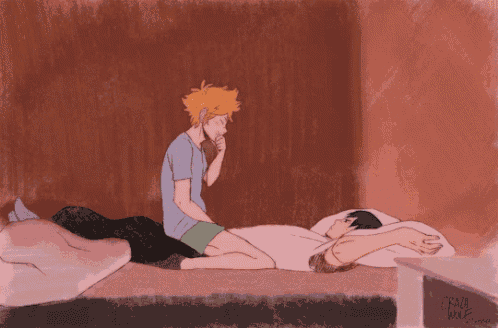 a drawing of a man laying on another man 's lap with the year 2011 on the bottom left