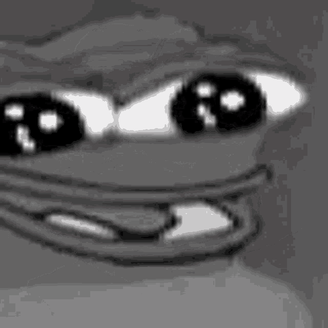 a black and white drawing of a frog with big eyes and a huge mouth .
