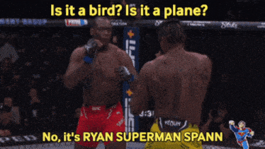 a screenshot of a boxing match with the words " is it a bird is it a plane " above it