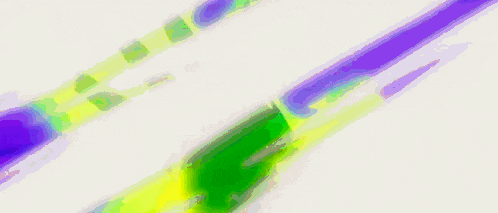 it looks like a painting of a leaf with a purple , green and yellow background .