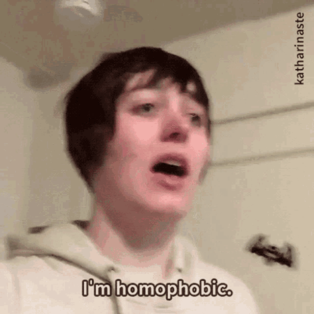 a young man is saying i 'm homophobic