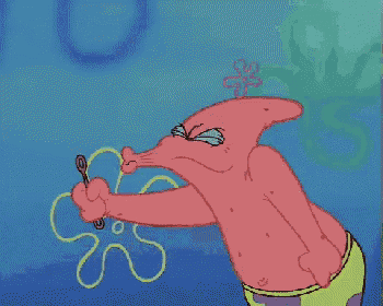 patrick star from spongebob squarepants is brushing his teeth with a toothbrush