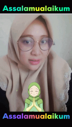 a picture of a woman wearing a hijab and glasses with the words assalamualaikum above her
