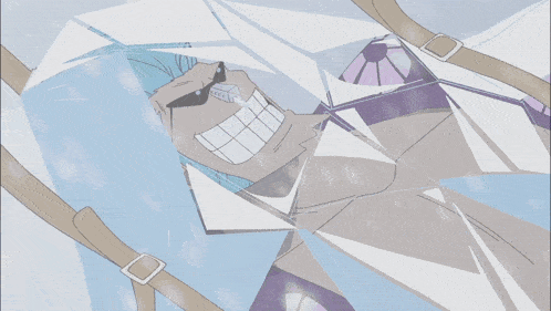 a cartoon character is laying in a broken glass