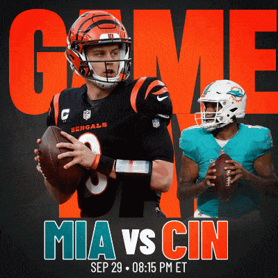 a poster for a football game between the bengals and miami dolphins
