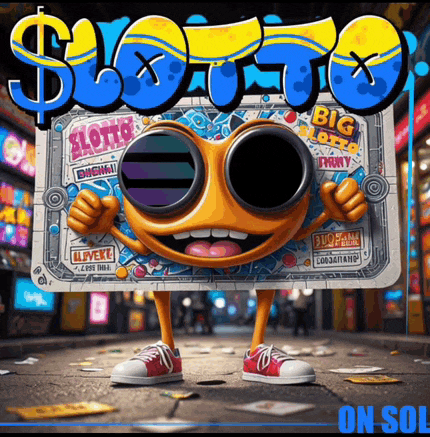 a cartoon character is holding a sign that says lotto