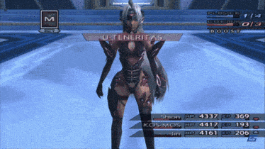 a video game screen shows a character called u-teneritas