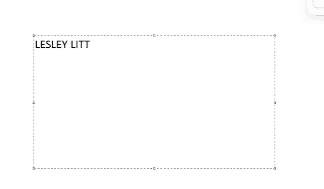 a white business card with the name lesley litt written on it