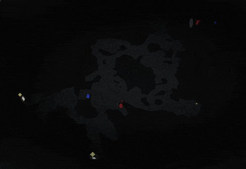 a map of a dark area with a few spots of light on it