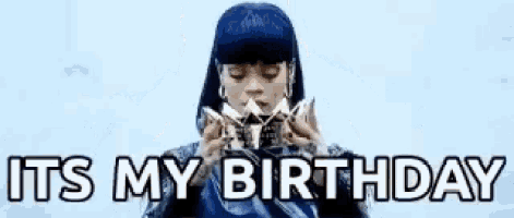 rihanna is wearing a crown on her head and says `` it 's my birthday '' .