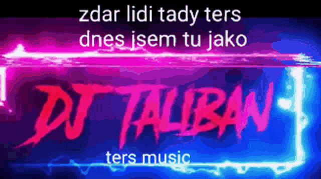 a purple and blue sign that says dj taliban on it