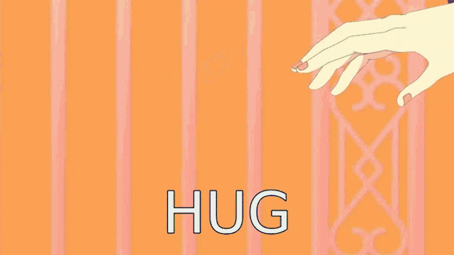 a cartoon of a girl laying on a couch with the word hug in the corner