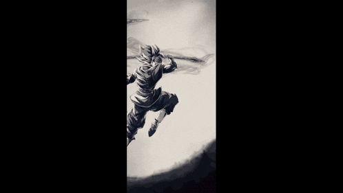 a black and white photo of a person flying through the air