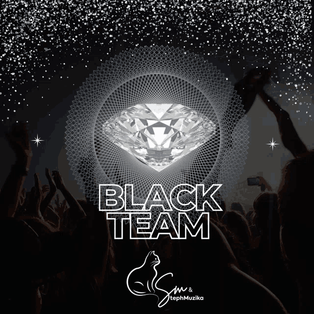 a poster for black team shows a crowd of people