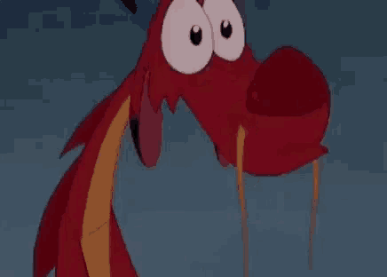 a cartoon of a red dragon with a sad look on its face and the words scarbata written below it .