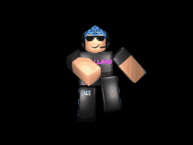 a roblox character wearing a black shirt that says mizella on it