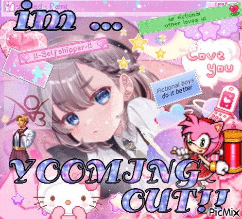 a picture of a girl with the words " i 'm yoomjing cutu " on it