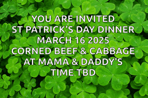 a flyer for st. patrick 's day dinner on march 16 2025