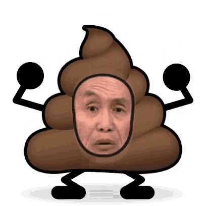 a cartoon drawing of a poop with a face on it