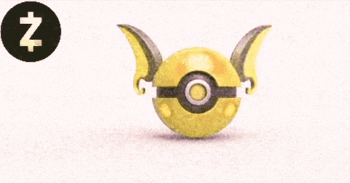 a drawing of a yellow ball with wings and a black circle with a z on it